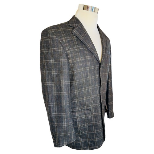 Pendleton Men’s 40R Blue Green Windowpane Wool 3 Button Blazer - Picture 2 of 8