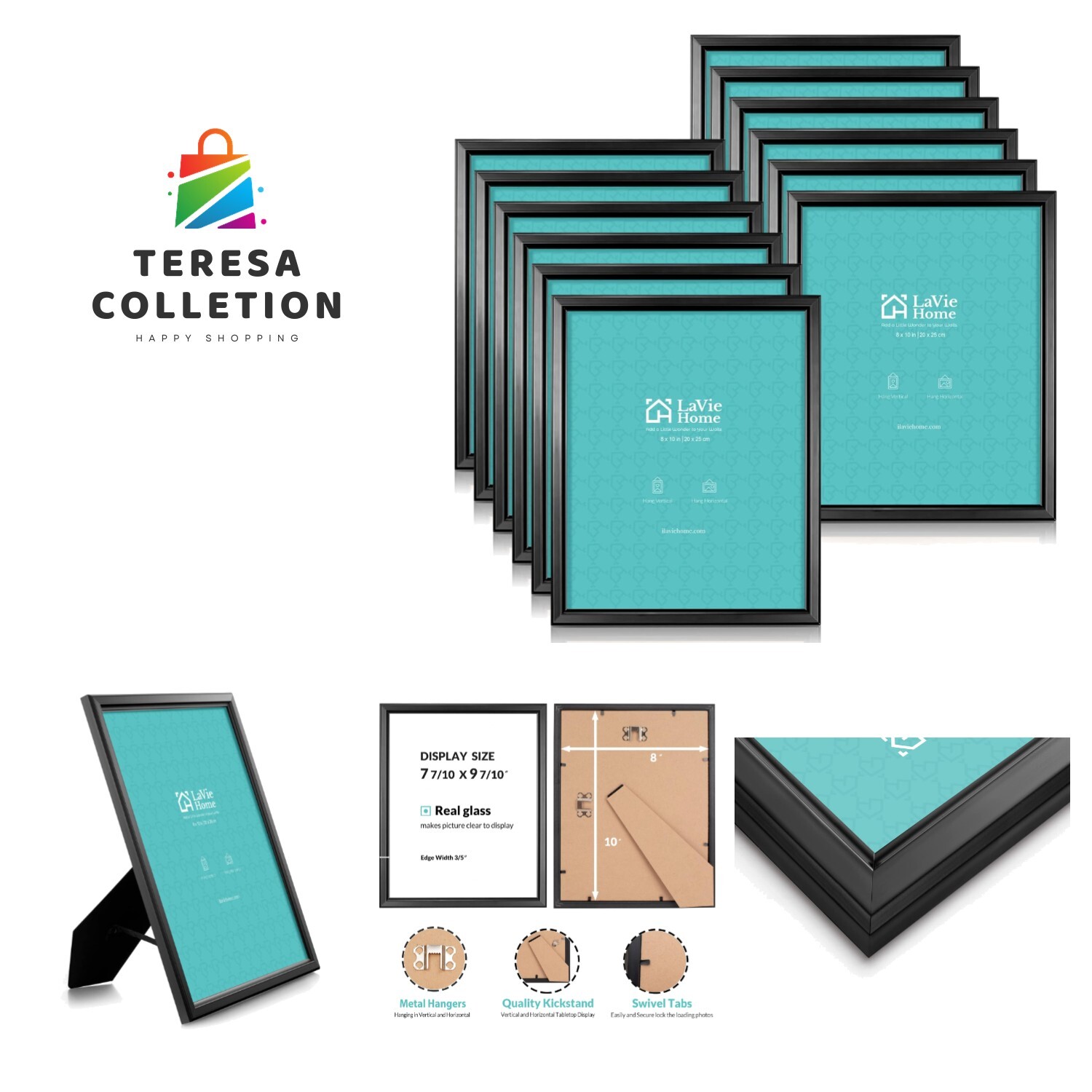 8x10 Picture Frames 12 Pack, Black Simple Designed Photo Frame with High Defi...-image