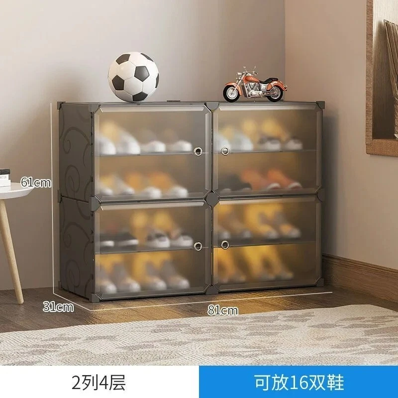 Shoe Rack 4 Tier 32 Pairs Cabinet Standing Storage Box Organizer Cabinet - Image 2 of 4