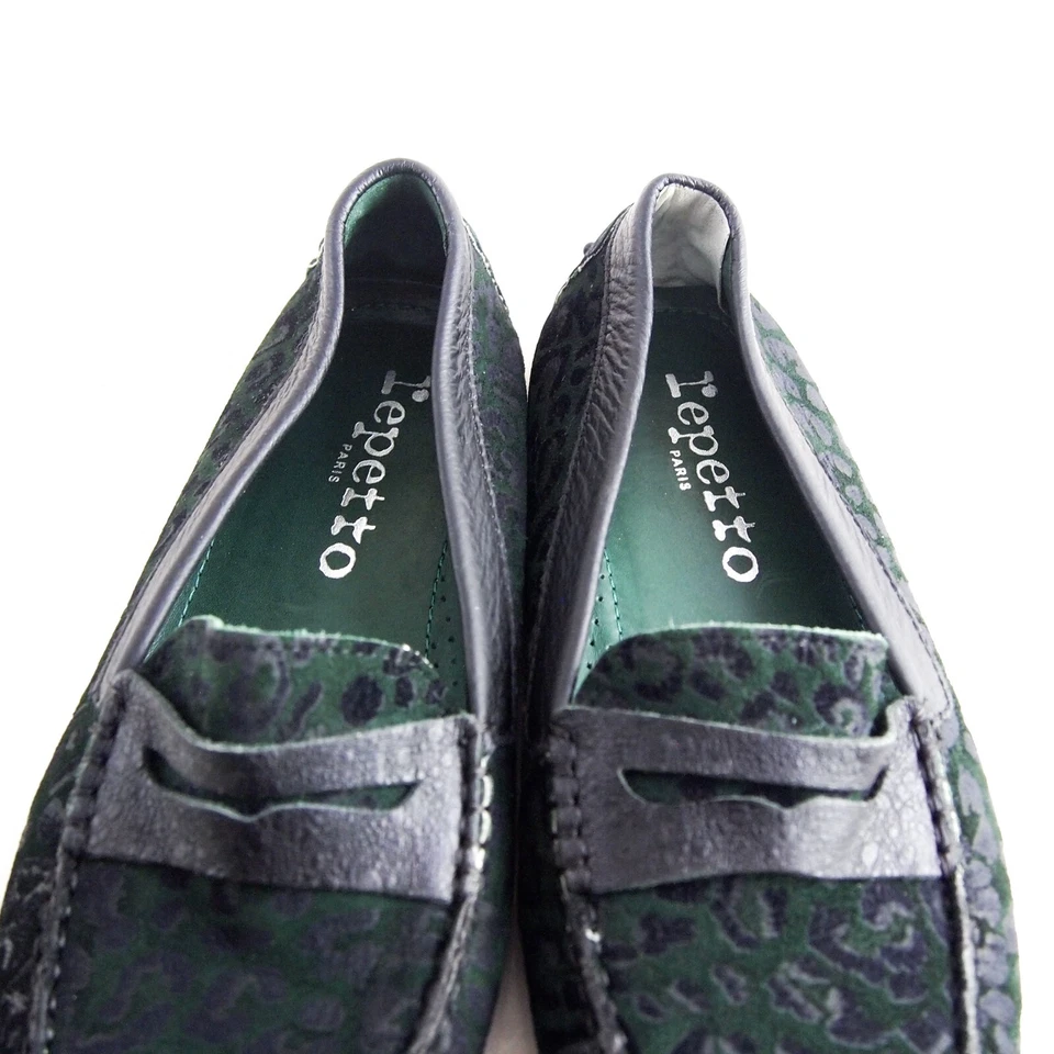 Repetto Penny Conduite Mocassin Vert Daim Cuir Noir Femmes Taille Fr 39 US 8 - Photo 4/4