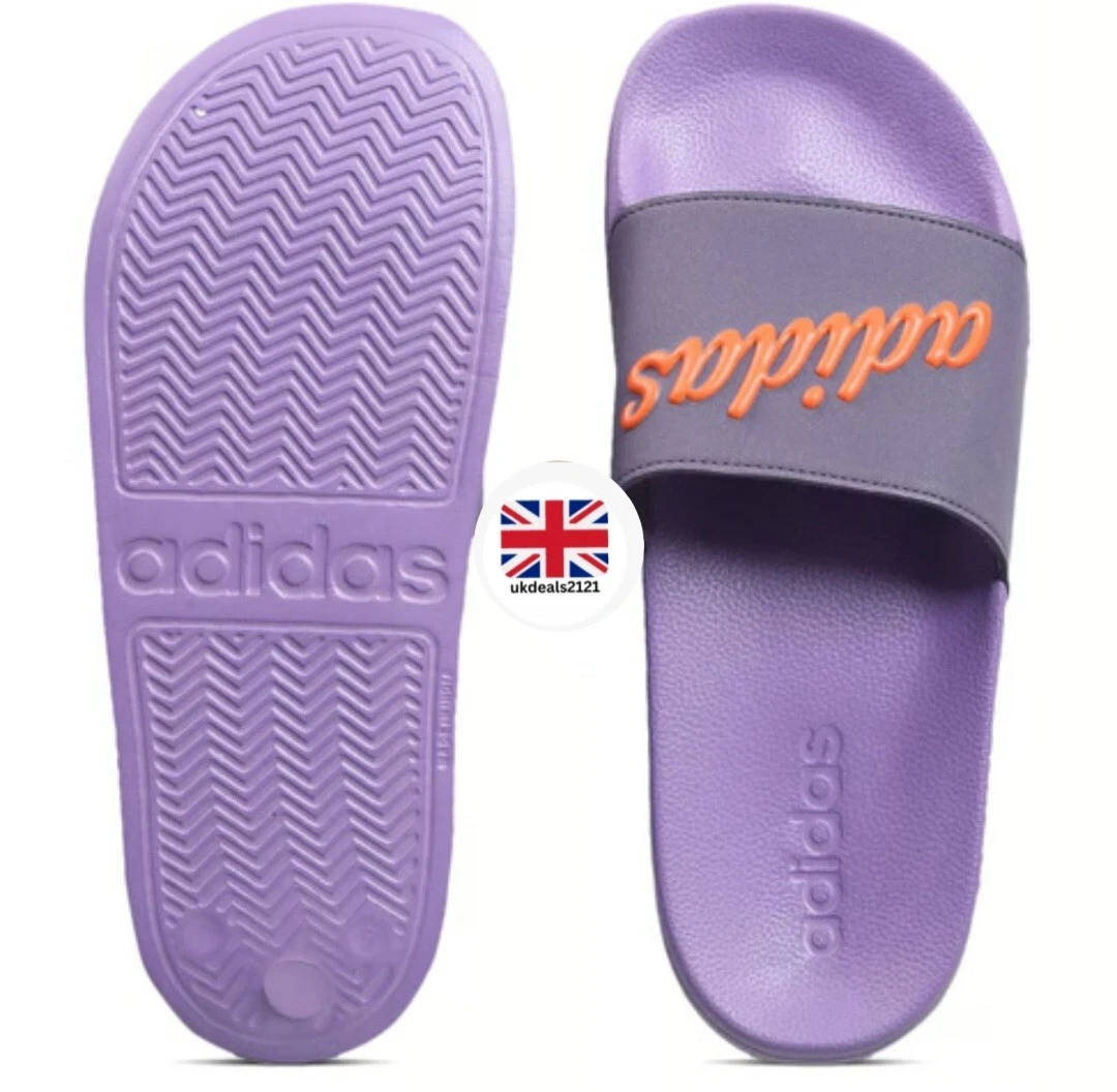 Adidas Shower Adilette Sliders donna viola taglia UK 6 sandali infradito palestra yoga