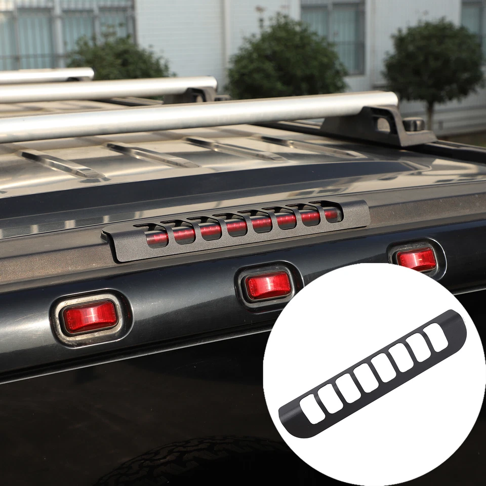 Cubierta de lámpara de luz de freno alta de aleación de aluminio negra para Hummer H2 2003-2009 EE. UU. Foto 2 de 4