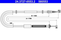 ATE 24.3727-0553.2 Seilzug, Feststellbremse Hinten Links FÜR Fiat