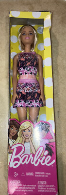Barbie Doll-Blonde w/Pattern Dress Hard to Find. 2017 Mattel NEW Wear On Box