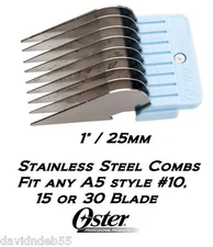 OSTER STAINLESS STEEL ATTACHMENT 1" COMB*Fit A5,Andis AGC SMC DBLC MBG Clipper