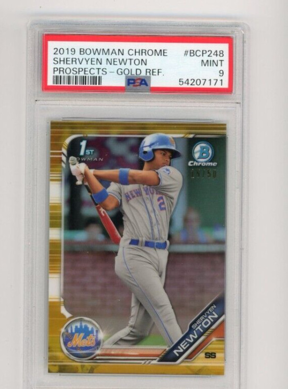 2019 Bowman Chrome Gold /50 PSA 9 SHERVYEN NEWTON No. BCP248!