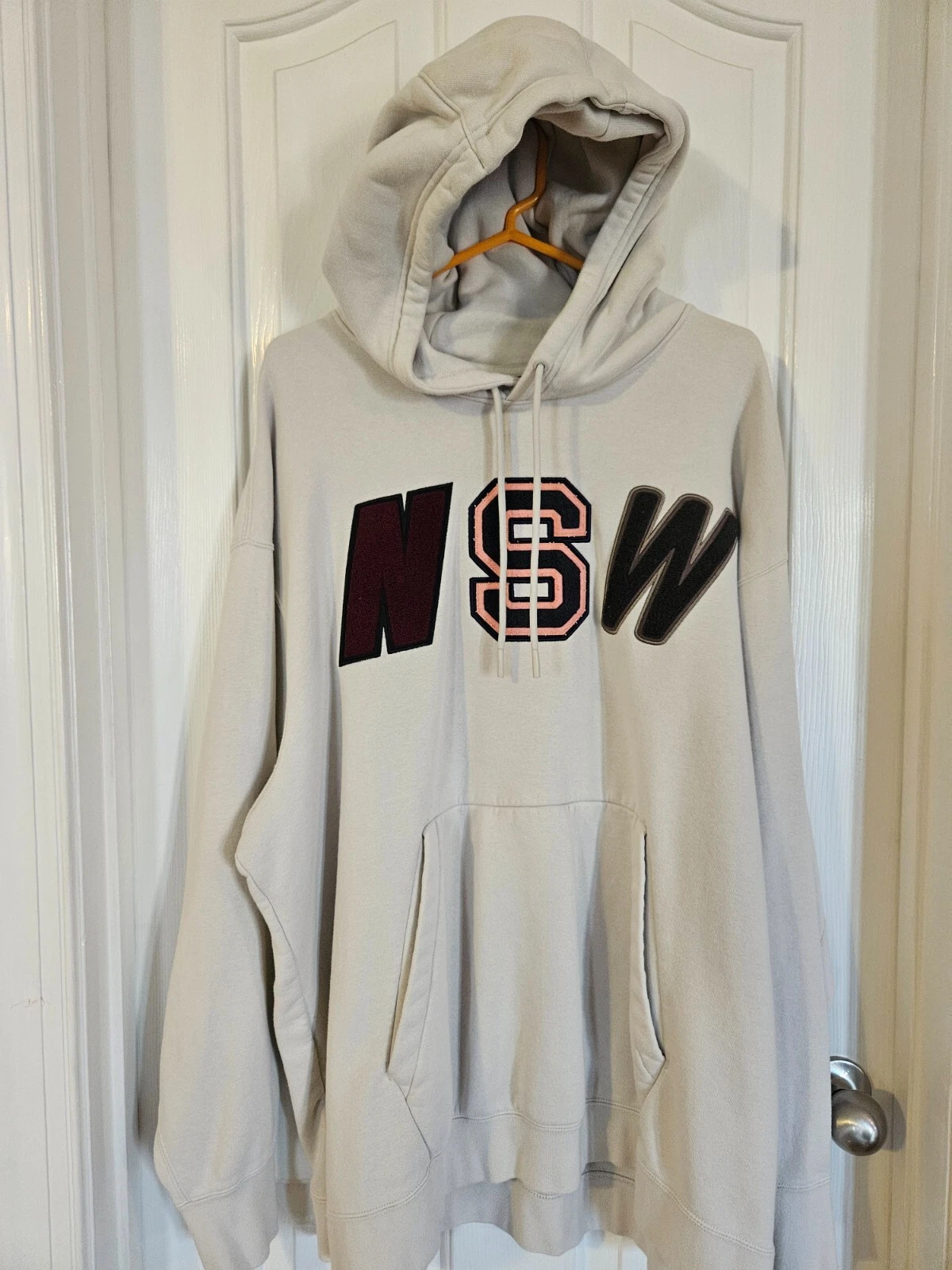 OFF WHITE Nike ~ Pullover con cappuccio da uomo linea NSW XL ~ crema bianco sporco ~ logo NSW ~