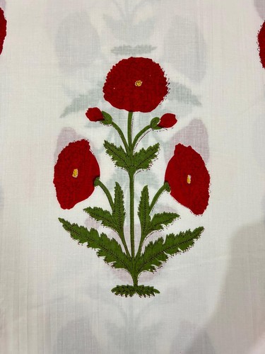 5 Yard Hand Block Print Handmade Cotton Indian Natural Sanganeri Print Fabric. - Picture 2 of 10