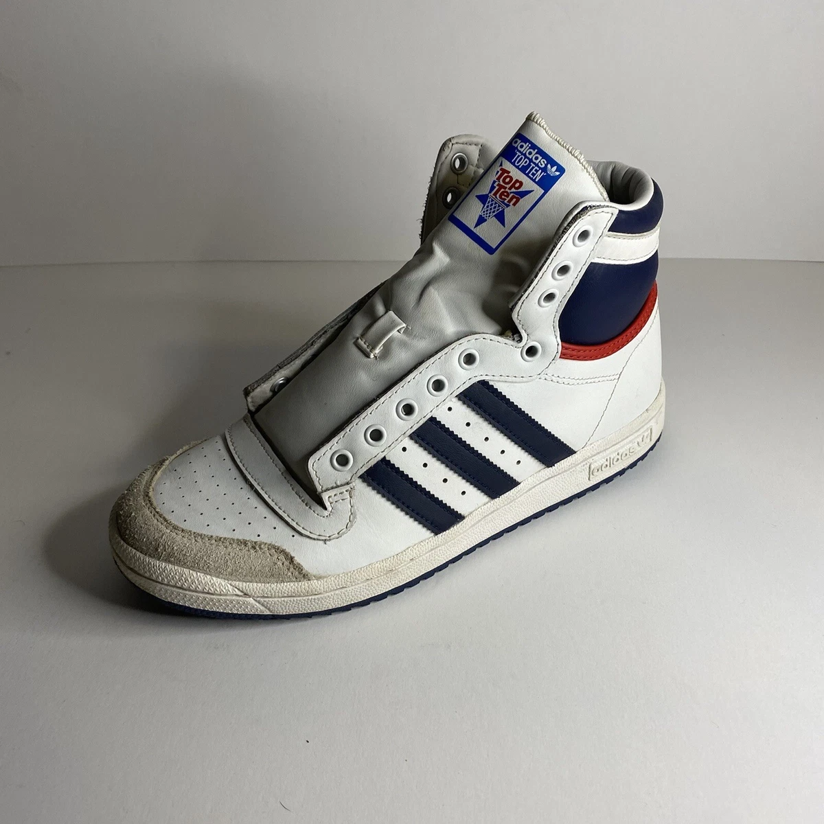 Adidas Top Ten High Top Sneaker Red White Blue No Laces US Sz 7