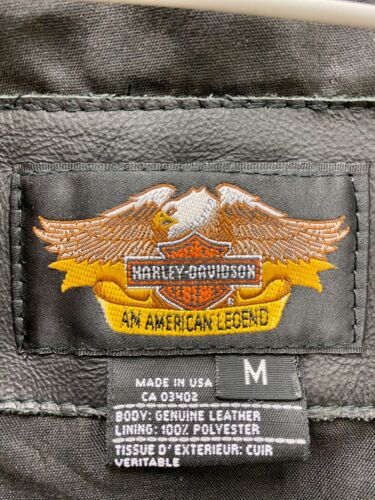 Harley Davidson Men's Motorcycle Genuine Leather Vest - Medium (Made in USA) - Picture 2 of 9