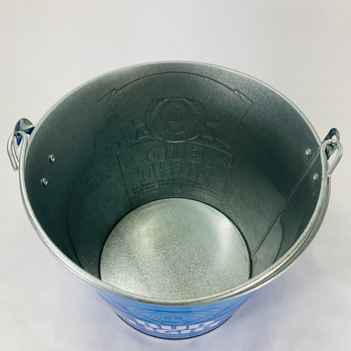 BUD LIGHT GALVANIZED METAL ICE/BEER BUCKET, HANDLE W/OPENER 7.5" TALL - Picture 4 of 8