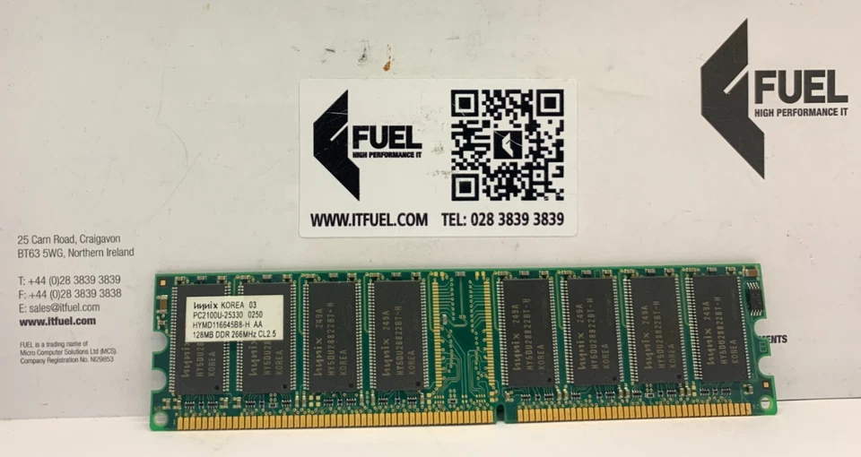 Hynix   128MB  DDR ram memory module  PC-2100 -  HYMD116645B8-H AA - Image 2 of 3