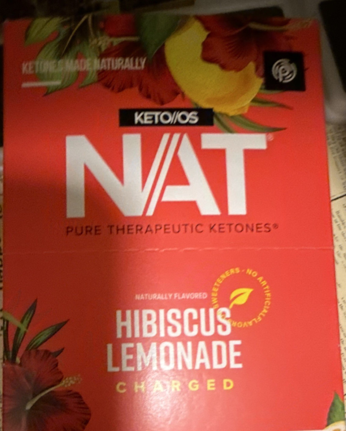Keto OS NAT Ketones Drink Mix Powder Hibiscus Lemonade Weigh