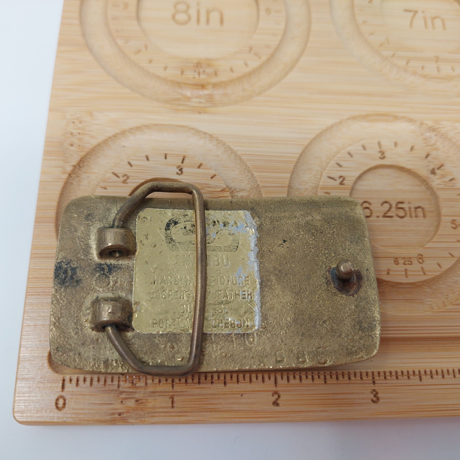 VTG Shambu Solid Brass Handmade Leather Belt Buck… - image 6