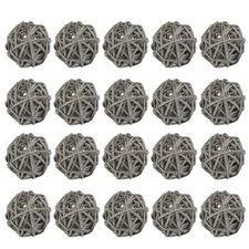 20 Pack Wicker Rattan Balls 1.2in for DIY Craft  Grey