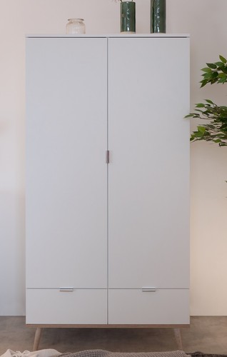 Kleiderschrank weiß 90cm Schlafzimmerschrank skandinavisch Mehrzweckschrank - Bild 2 von 5