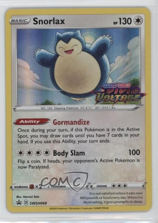 Snorlax (Prerelease) Holo Pokémon Sword & Shield Black Star #SWSH068