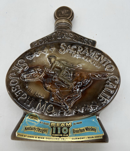 Vintage Jim Beam Pony Express Decanter Bottle St Joseph to Scaramento 1861