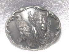1990 Siskiyou Indian W Feathers Soaring With Eagle Belt Buckle Great Vintage