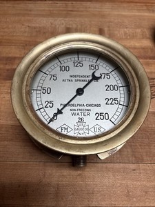 Antique Brass Fire Suppression Gauge Independent Aetna Sprinkler Co 5.5”