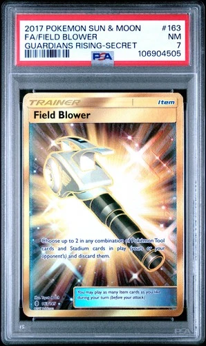 2017 POKEMON SUN & MOON GUARDIANS RISING SECRET #163 FULL ART/FIELD BLOWER PSA 7