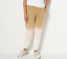 Susan Graver Weekend Regular Dip-Dyed French Sweatpants Camel Blush 3X New
