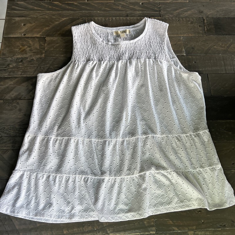Michael Kors White Eyelet Sleeveless Top Size L
