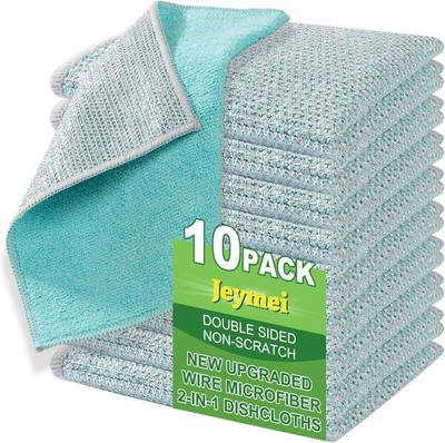 10counts Non Scratch Wire Dishcloth Multipurpose Wire Dishwashing Rag for Washin