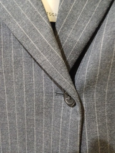 M&S AUTOGRAPH Wool Blend Pinstripe Cropped Blazer UK SIZE 14 SLATE - Picture 8 of 13