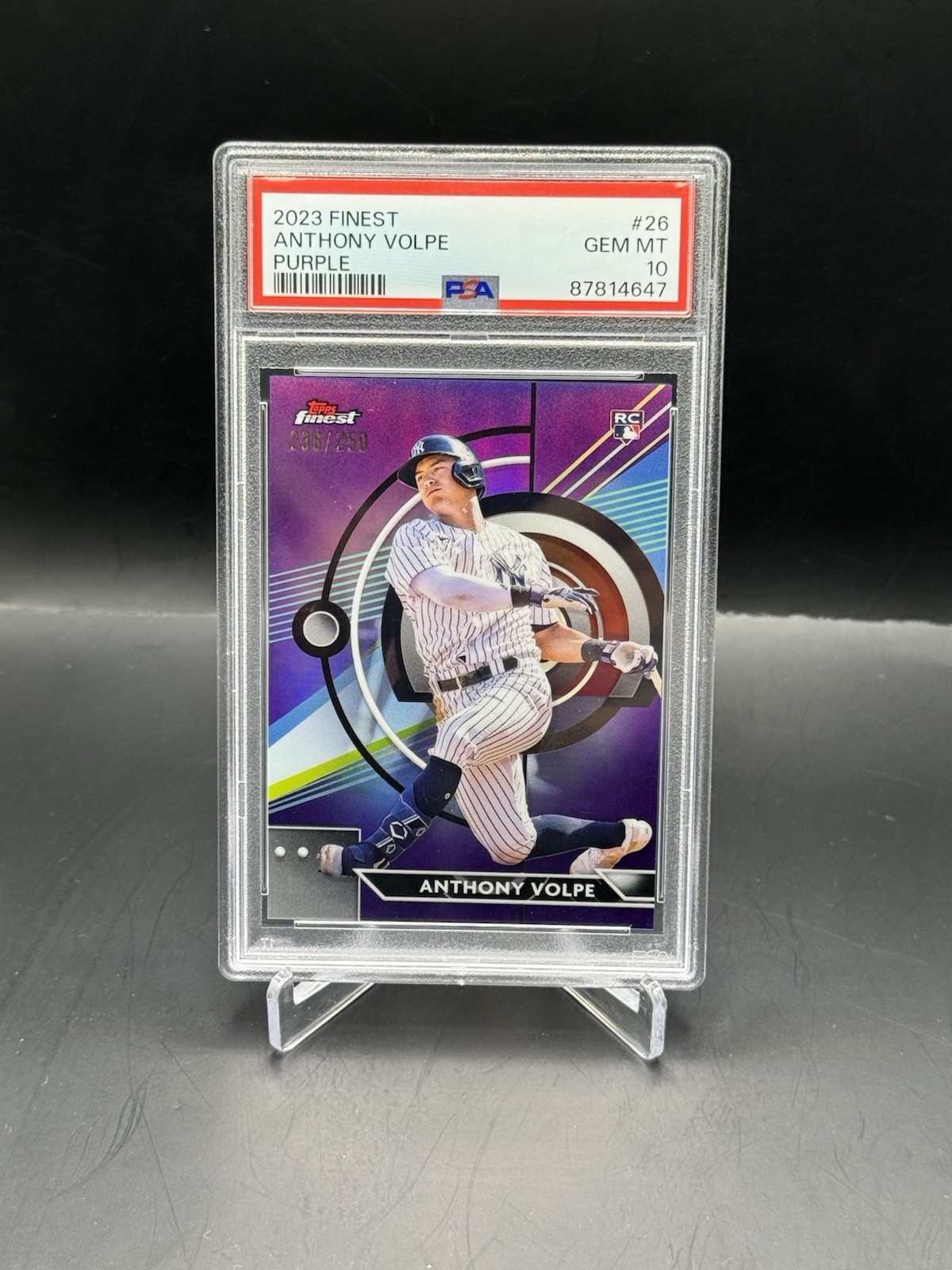 2023 Topps Finest - Anthony Volpe #26 Purple Refractor /250 (RC)