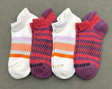 BOMBAS 4 Pairs Women's Honeycomb Stripes Ankle Socks Size Med 2 Colors Mix