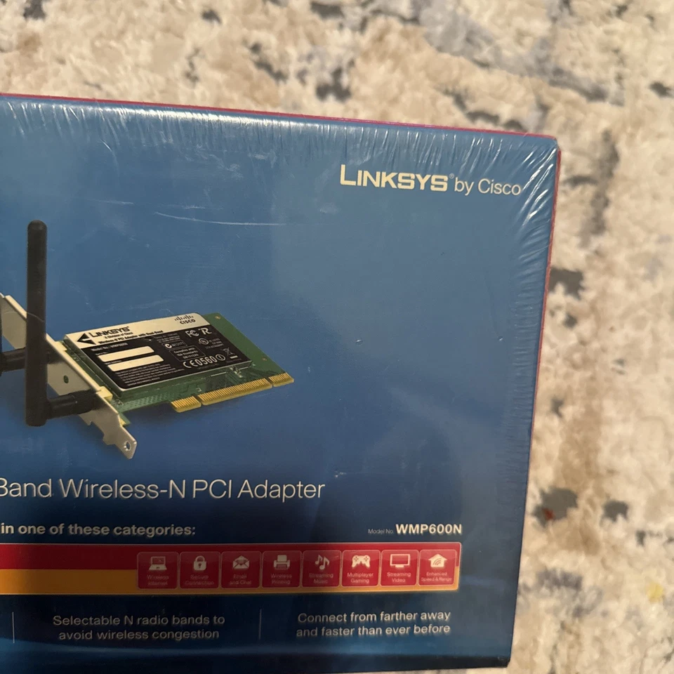 Linksys by Cisco Dual-Band Wireless-N PCI Adapter WMP600N Sealed New In Box - Image 4 of 4