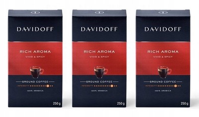 3 x Davidoff RICH AROMA - Ground Coffee Box 3 x 250g / 8.8oz