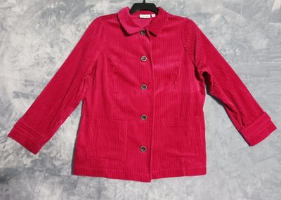 Studio Works Jacket Womens 1X Jasper Red Corduroy Button Front Plus SWTF231W
