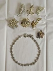 Vintage Costume Jewelry Lot 8pc Signed Coro Germany Faux Pearl Craft As-Is.