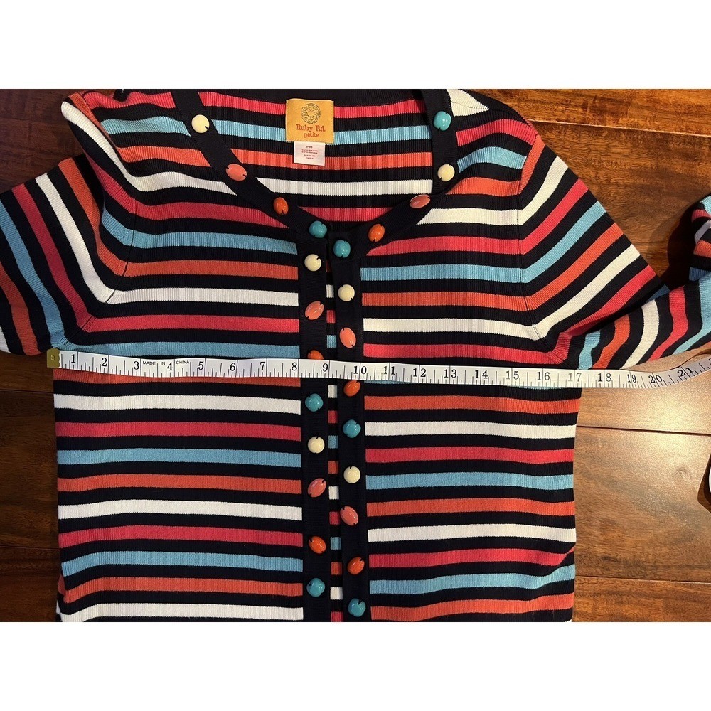 Ruby Rd Petite Medium Striped Cardigan Sweater Be… - image 6