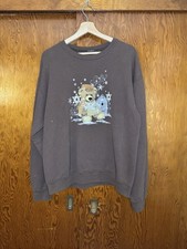 Large Vintage 90s Teddy Bear Winter Time Sweatshirt Cute Grandma Snow