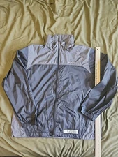 Columbia Men’s XL Packable Windbreaker Black Gray Full Zip Hooded Jacket