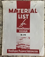 Rare Vintage 1950s HOMOGRAPH PLANNING CO Home Building Material List House Plans