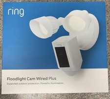New Ring Floodlight Cam Plus Outdoor Wired 1080p FHD Surveillance Camera - White