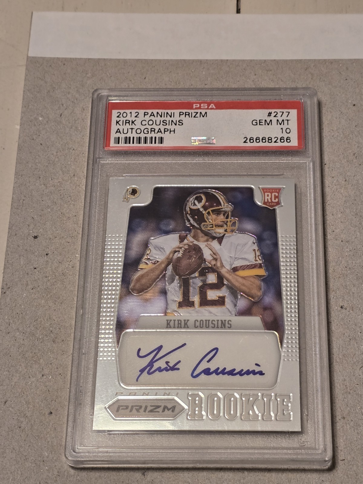 Kirk Cousins Panini Prizm #277 Autograph