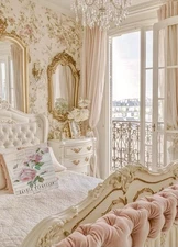 Shabby Chic French Country Pillow Cover Rose Floral Victorian Style Print 17”