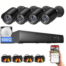 4CH H.265 5MP Lite DVR 5MP Outdoor CCTV Home Security Camera System Kit 500gb