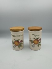 Vintage Cloverleaf Peaches & Cream Spice Herb Jars Cottagecore Farmhouse Kitchen