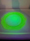 Vintage Anchor Hocking Princess Pattern Pie Vaseline Glass Uranium Platter Glow