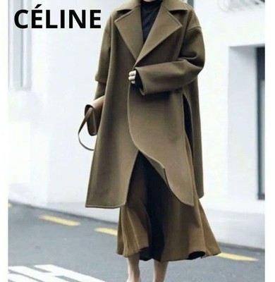Celine long coat khaki size 40 alpaca blend L equivalent outerwear rare Used