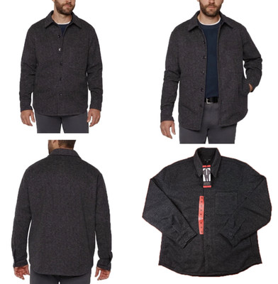 NWT Banana Republic Men's Medium Button-Up Lined Shirt Jacket Shacket Black Gray
