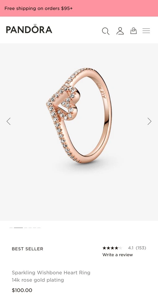 Pandora Oro Rosa Espoleta Corazón Anillo Talla 5 en Perfecto Estado, Caja Incluida Foto 4 de 4