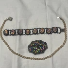 Vintage Costume Jewelry Necklace Bracelet Brooch Rhinestone Silver See Desc.