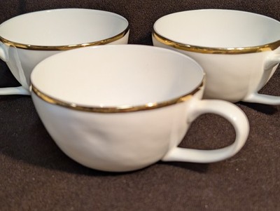 Olivia & Oliver - Harper Gold Trim - 3 Cups - Bone China - Excellent Condition 